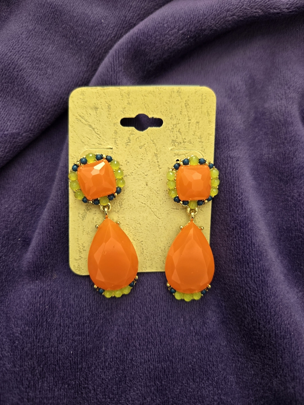 Bold Orange Teardrop Statement Earrings - Women Jewelry
